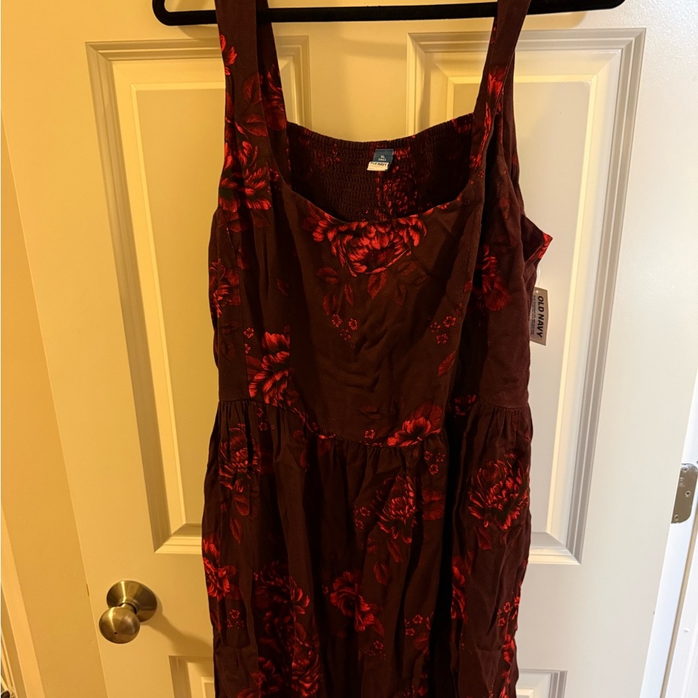 Old Navy Burgundy Floral Midi Dress xl tall
